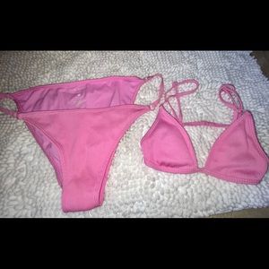 LA Hearts Pink Pacifica Ring Bikini Top And Bottoms Top sz: XXS Bottoms Sz L